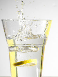 Close-up of drink against white background