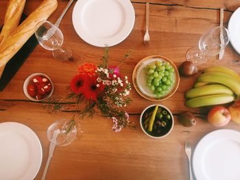 Close-up of served food on table