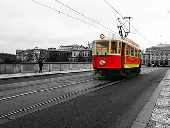 Train on railroad station platform against sky