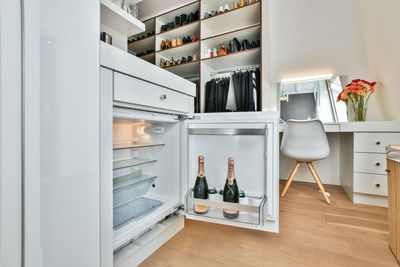 View of refrigerator in kitchen