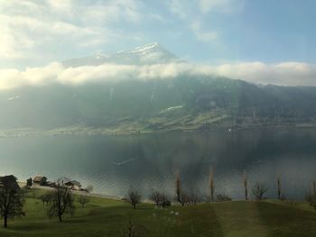 Scenic view of lake against sky