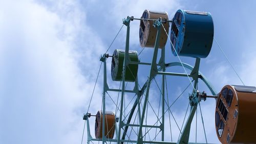 Low angle view of crane against sky