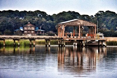 Reflection of built structures in water