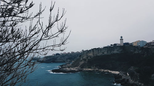 Scenic view of sea against clear sky