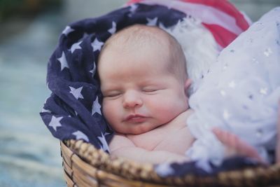 Close-up of cute baby sleeping