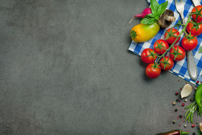 High angle view of fruits on table