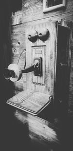 Close-up of old wooden door of house