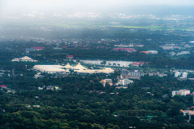 High angle view of townscape against sky