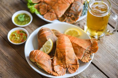 High angle view of food on table