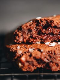 Close-up of chocolate cake in plate