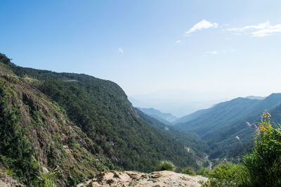 Scenic view of mountains against clear sky