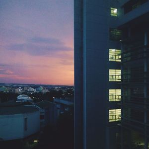 View of cityscape at sunset