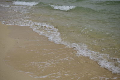 High angle view of waves on beach