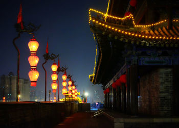 Illuminated buildings in city at night