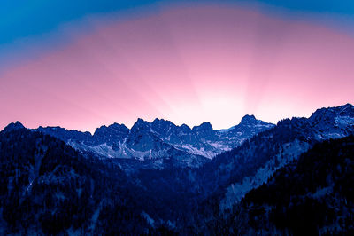 Scenic view of mountains against dramatic sky