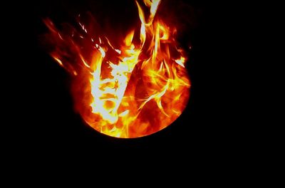 Close-up of fire at night