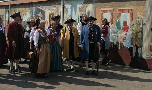 Panoramic view of people standing in temple