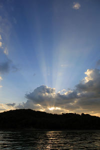 Scenic view of silhouette mountains against sky during sunset