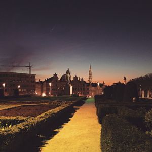 Illuminated buildings in city