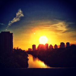 City skyline at sunset