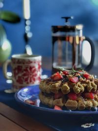 Close-up of dessert in plate on table