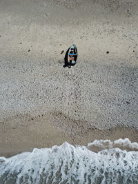 High angle view of umbrella on beach