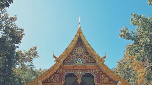 Low angle view of temple against clear sky