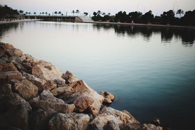 Scenic view of lake against sky