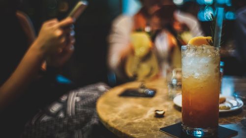 Close-up of juice on table