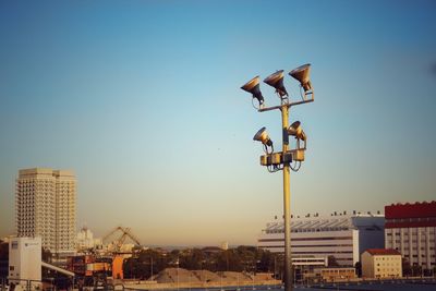 City against clear blue sky