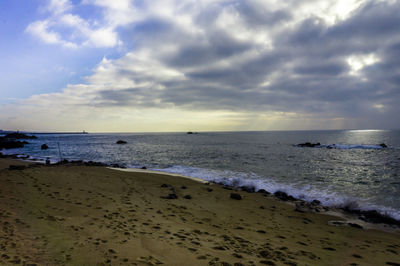 Scenic view of beach against sky