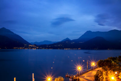 Scenic view of sea against sky at night