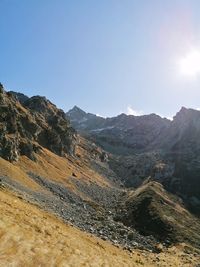 Scenic view of mountains against clear sky