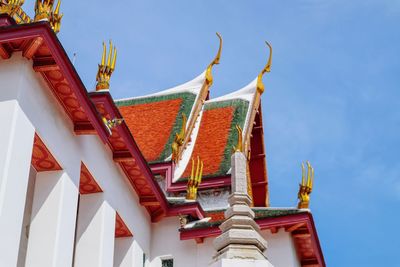 Low angle view of temple against building