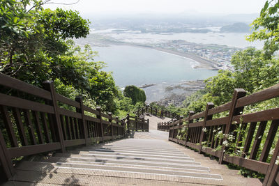 Scenic view of sea and mountains against sky