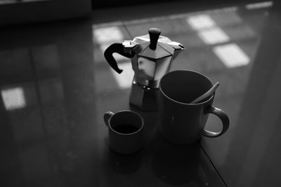 Close-up of coffee cup on table