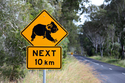 Sign board on road