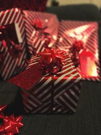 Close-up of christmas decoration in box