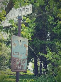 Low angle view of signboard