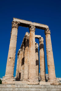 Ruins of the temple of olympian zeus also known as the olympieion and the acropolis in athens 