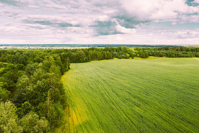 Scenic view of land against sky