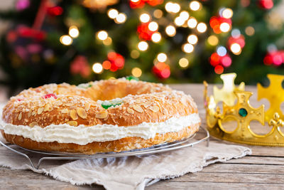 Close-up of cake on table