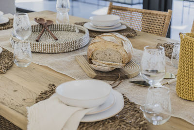 High angle view of food on table