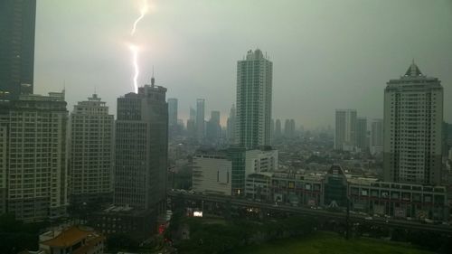 View of illuminated cityscape