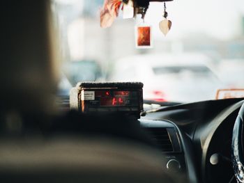 Interior of taxi