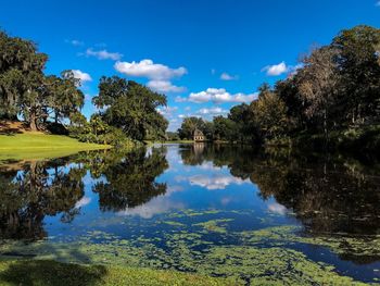 Scenic view of lake against sky