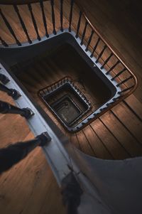 High angle view of spiral staircase