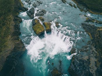 High angle view of waterfall