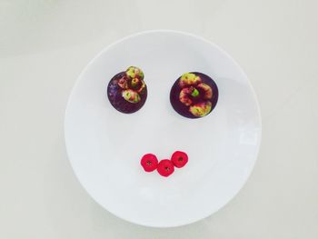 High angle view of heart shape on plate