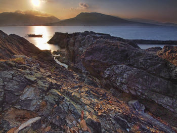 Scenic view of sea during sunset